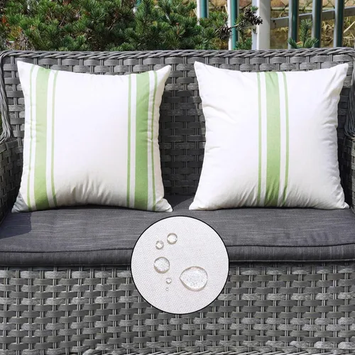 Vista 30 de ONWAY Juego de 2 fundas de almohada para exteriores impermeables de 16 x 16 pulgadas, fundas decorativas de lino, fundas de almohada de lino beige