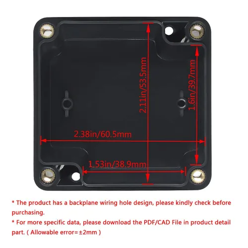 Vista 2 de Caja eléctrica de plástico ABS IP65, caja de conexiones impermeable, caja de proyectos, carcasa universal para electrónica, color negro, 2.48 x 2.28