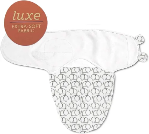 Vista 2 de SwaddleMe Luxe Easy Change Swaddle, Ellie Elephant/Triángulo Gris, S/M (0-3 meses)