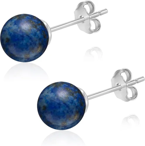 Vista 72 de Natural Stone Stud Earrings for Women 8mm Sterling Silver Genuine Gemstone Earrings Handmade Sterling Silver Crystal Stud Earrings for Women