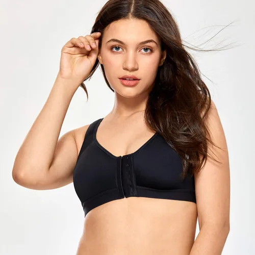 Vista 4 de DELIMIRA Women's Full Coverage Front Closure Wire Free Back Support Posture Bra
