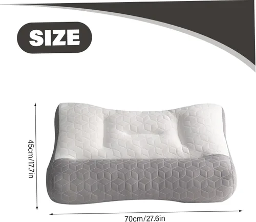 Vista 5 de Almohada cervical ergonómica para dormir con látex para dormir de lado y aliviar el dolor, color gris