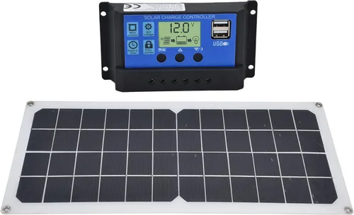 Vista 8 de Kit de panel solar, silicona monocristalina, panel solar de 10 W, controlador/ventilador 60A, equipado con puertos USB hembra duales, ventilador