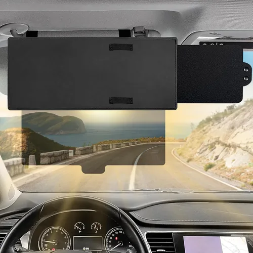 Vista 8 de Extensión de Visera Solar Polarizada para Automóvil con Lente de PC y Parasol Lateral, Visera Antirreflejo para Parabrisas - Universal para la Negro