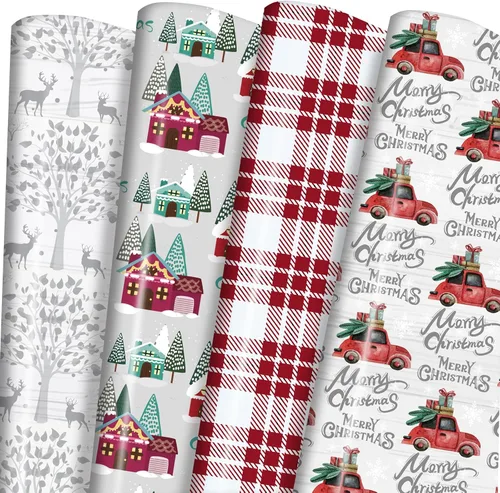 Vista 13 de Papel de regalo plegado negro, blanco y dorado, diseño mate, estrellas, rayas, ondulaciones, cuadros para cumpleaños, Navidad, graduaciones, bodas