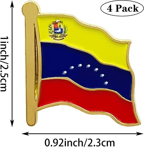 Vista 2 de HSQCEZ Paquete de 4 pines de solapa con bandera de Venezuela, banderas venezolanas, sombrero, mochilas, decoración de traje y regalos patrióticos