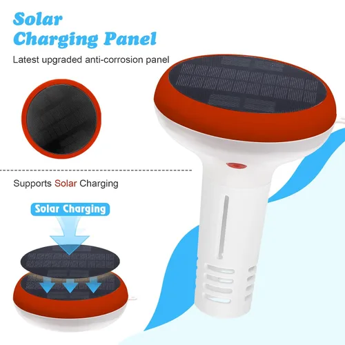 Vista 5 de YINMIK - Monitor inteligente de piscina, lector de sal de piscina con energía solar, medidor digital de sal de pH para piscina de agua salada