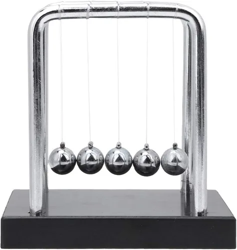 Vista 2 de Billar pequeño de madera maciza Newton, bola giratoria creativa de mesa táctil, base de madera, bola de equilibrio de acero y soporte, juguetes