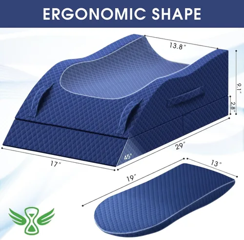 Vista 2 de CushZone Almohada para piernas, almohada de elevación de piernas con almohadilla y espuma viscoelástica, almohada de altura ajustable para piernas