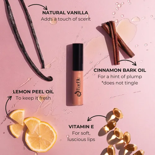 Vista 5 de BaeBlu Brillo de labios vegano orgánico, ingredientes hidratantes no tóxicos 100% naturales, ¿vino no?