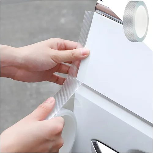 Vista 11 de Protectores de entrada de borde de puerta de automóvil, cinta protectora de fibra de carbono 5D anticolisión, calcomanía de tira de cubierta