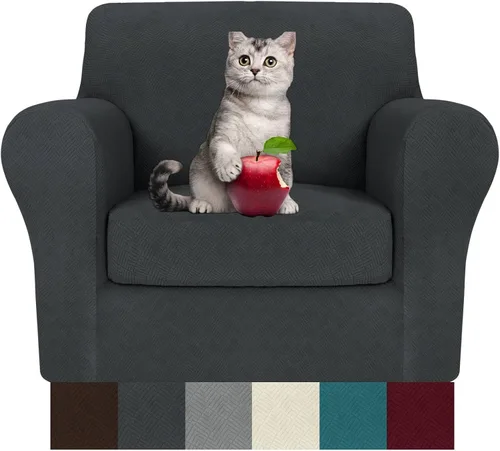 Vista 19 de MAXIJIN 2 piezas de fundas para silla con brazos, funda para silla de sofá para sala de estar, funda elástica para perros para una silla con 1 cojín