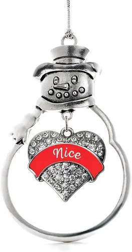 Vista 174 de Inspired Silver - Big Sis - Adorno de Navidad plateado - Adorno de árbol de Navidad con dije de corazón con circonita cúbica - Decoración colgante
