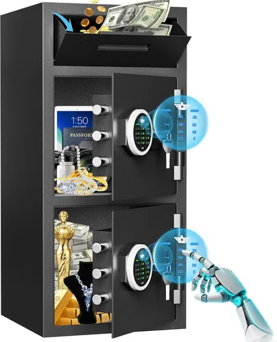 Vista 11 de kavey Caja Fuerte Grande de 6.0 Pies Cúbicos Resistente al Fuego e Impermeable, Caja Fuerte para Dinero con Función Silenciosa y Luz LED, Cajas