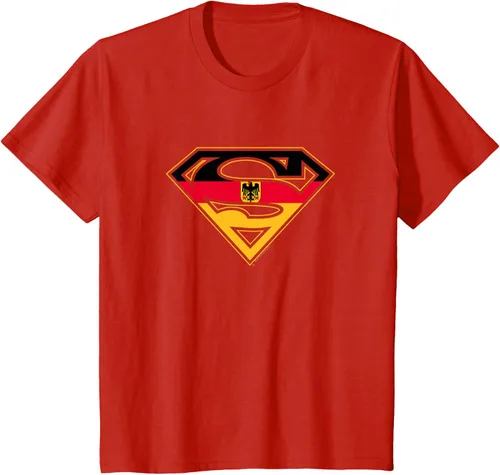 Vista 3 de Superman Camiseta German Shield, Azul / Patchwork, S Rojo