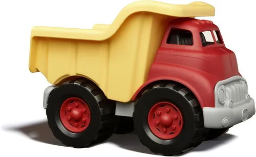 Vista 2 de Green Toys Camión volquete en amarillo y rojo, sin BPA, sin ftalatos, juguetes para el desarrollo de habilidades motoras gruesas/finas. Juego