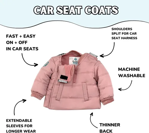 Vista 4 de Buckle Me Baby Coats Chaqueta de invierno de asiento de coche más seguro de cierre rápido para niño o niña, como se ve en Shark Tank