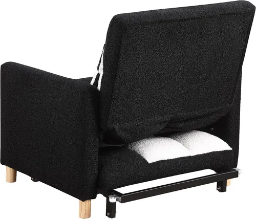 Vista 8 de Sofá cama convertible 3 en 1, silla convertible multifuncional, tela de peluche suave para sala de estar, apartamento, oficina Negro&blanco