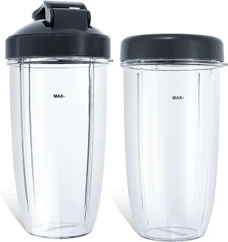Vista 22 de Vasos de licuadora de repuesto para licuadora Nutribullet de 18 onzas con tapa, compatible con Nutribullet 600 W 900 W licuadora exprimidor