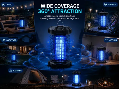 Vista 4 de Eliminador de insectos al aire libre, eliminador de mosquitos eléctrico de 4200 V para interiores, eliminador de insectos