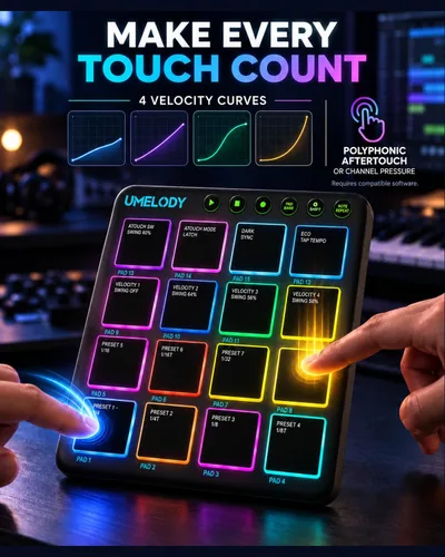Vista 3 de Controlador inalámbrico MIDI Pad, 16 almohadillas RGB sensibles a