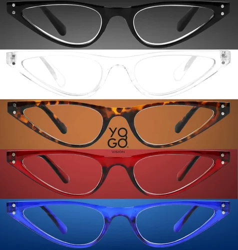Vista 2 de Yogo Vision Reading Glasses Blue Light Blocking Small Cateye Glasses for Women Readers Anti Glare Eyeglasses 5pk