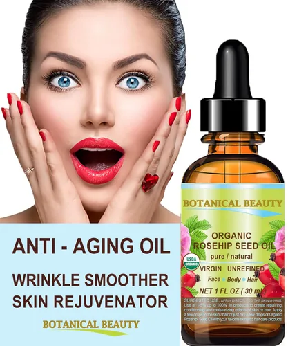 Vista 5 de Botanical Beauty Aceite de semilla de rosa orgánico 100% puro, natural, virgen, sin refinar, aceite portador prensado en frío para cara, piel