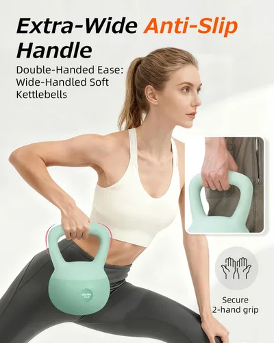 Vista 5 de Soft Kettlebell, Safe Strength Training Kettle bell, Cushioned Impact-Resistant Base and Anti-Slip Grip Weight, Kettlebells Set for Home Workouts