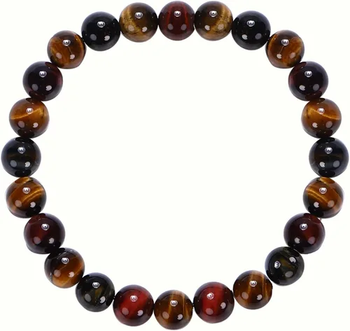 Vista 2 de HOZEAL Pulsera de triple protección, brazalete de obsidiana negra con ojo de tigre y hematita para hombres y mujeres, para traer suerte