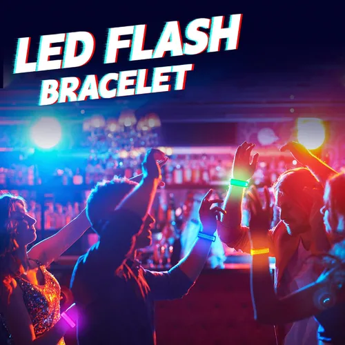Vista 4 de KIRALUMI 8 pulseras LED que brillan en la oscuridad, pulseras de fiesta de Halloween que brillan en la oscuridad, suministros para Navidad