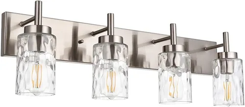 Vista 12 de BONLICHT 2 Apliques de Pared Estilo Casa de Campo Luces de Tocador Modernas Negras Accesorios de Iluminación para Baño con Pantalla de Vidrio Negro