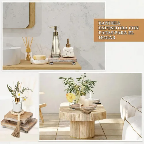 Vista 6 de Capoda - 3 elevadores de madera para decoración, 2 soportes de pedestal, 1