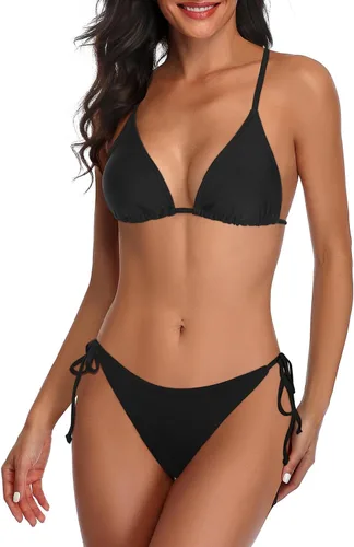 Vista 3 de Holipick Women Two Piece Swimsuit Sexy Triangle Bathing Suit Top String Bikini Sets Tie Side Swimwear