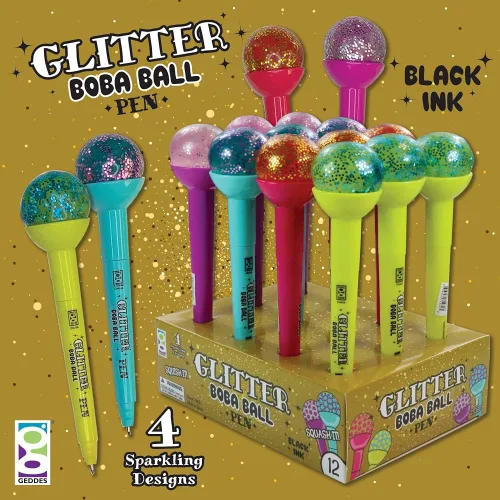 Vista 7 de Raymond Geddes Glitter Boba Squishy Top Pen (paquete de 12)
