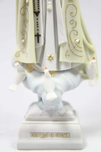 Vista 5 de Vittoria Collection Figura de escultura italiana de 11 1/2 pulgadas de alto de Nuestra Señora de Fátima con corona de metal, hecha en Italia