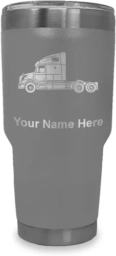 Vista 24 de LaserGram Taza aislada al vacío de 20 onzas, cabina de camión, grabado personalizado incluido (negro)