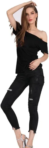 Vista 72 de MAGICMK - Camiseta casual para mujer, con estampado de labios y hombro descubierto, talla extragrande