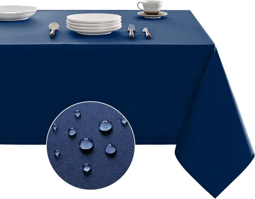 Vista 8 de Veblandy Mantel rectangular impermeable, a prueba de derrames y sin arrugas, de tela lavable, para decoración de mesa de cocina y comedor, funda