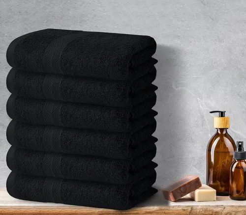 Vista 5 de Avalon Towels Toallas de baño para baño, 100% algodón, color negro, paquete de 12 (24 x 48 pulgadas), juego de toallas de baño de secado rápido