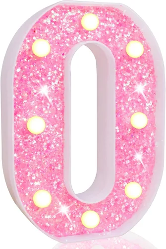 Vista 41 de Pooqla Luces de números de marquesina, números de luz rosa para niñas de 10.º cumpleaños, funciona con pilas, luz nocturna de número con purpurina