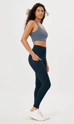 Vista 3 de ODODOS - Leggings de yoga con cintura alta y bolsillos para mujer, pantalones de yoga deportivos con control de abdomen, no se transparentan