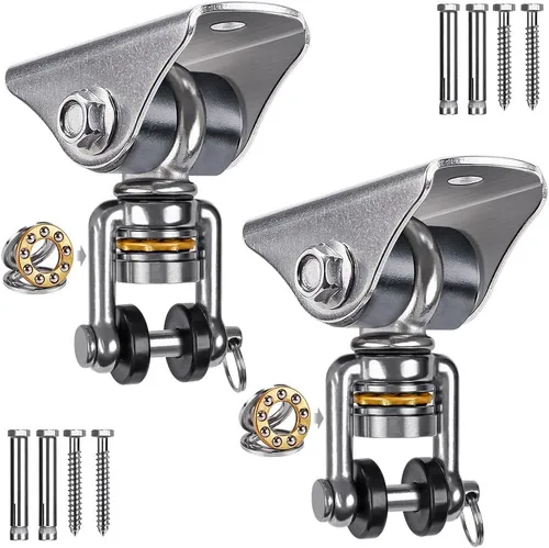 Vista 14 de SELEWARE - Ganchos de techo de acero inoxidable resistentes, 1 paquete 180° Swivel Ceiling Mount Swing Hardware for Porch Swing Set Hammock Chair
