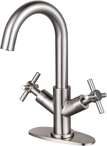 Vista 5 de Fauceture LS8453JX Concord - Grifo de baño de dos manijas con cierre de presión, latón cepillado