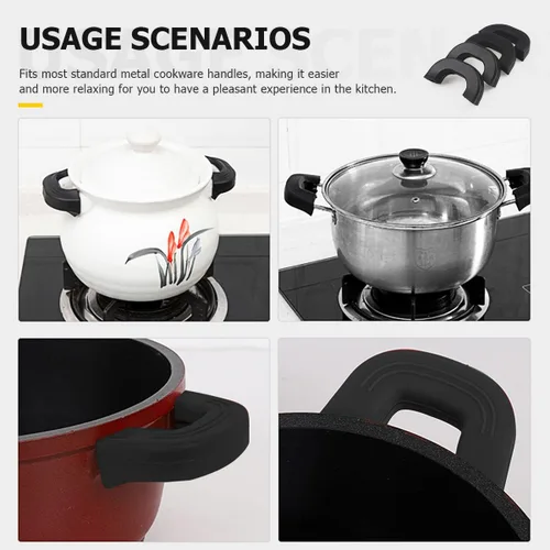 Vista 3 de DOERDO - Juego de 4 fundas de silicona antideslizantes, resistentes al calor, color negro