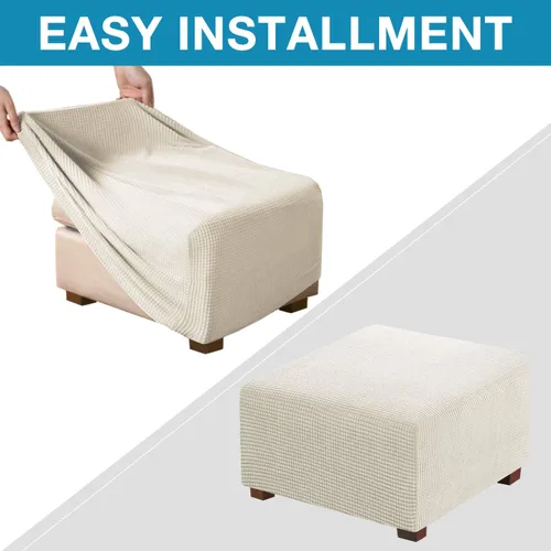 Vista 6 de Flamingo P Funda otomana elástica cuadrada, protector de muebles, protector de muebles plegable, protector de muebles, funda suave con parte