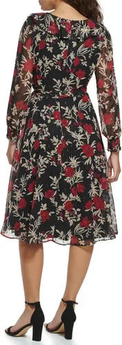 Vista 3 de Jessica Howard Vestido de manga larga con cuello en V para mujer