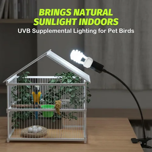 Vista 4 de GlowUp Luz de pájaro UVB 2.4 23W, luz UVA UVB E26 jaula de pájaros