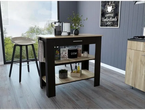 Vista 2 de TUHOME - Isla de cocina Cala, 40 islas de cocina de madera de ingeniería, multicolor