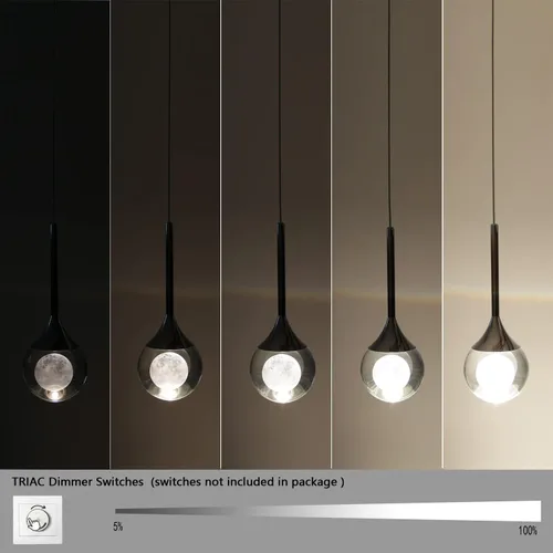 Vista 6 de Sedelan Lámpara colgante de cristal, iluminación moderna para isla de cocina, LED de 5 W, mini luz colgante, luces de isla de lujo para cocina