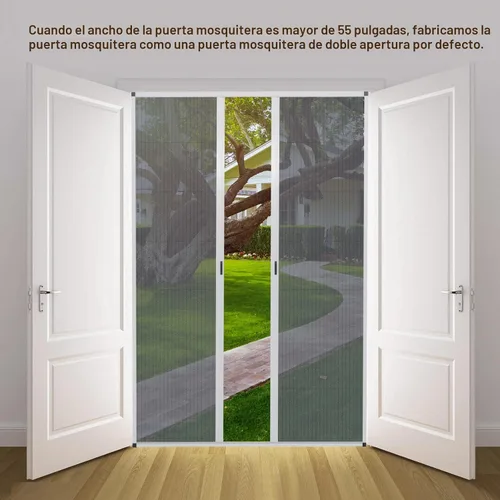 Vista 5 de MaKefeile Puerta de rejilla retráctil sin perforación, puertas de rejilla plegables con marco de aluminio para patio, puerta francesa, puerta